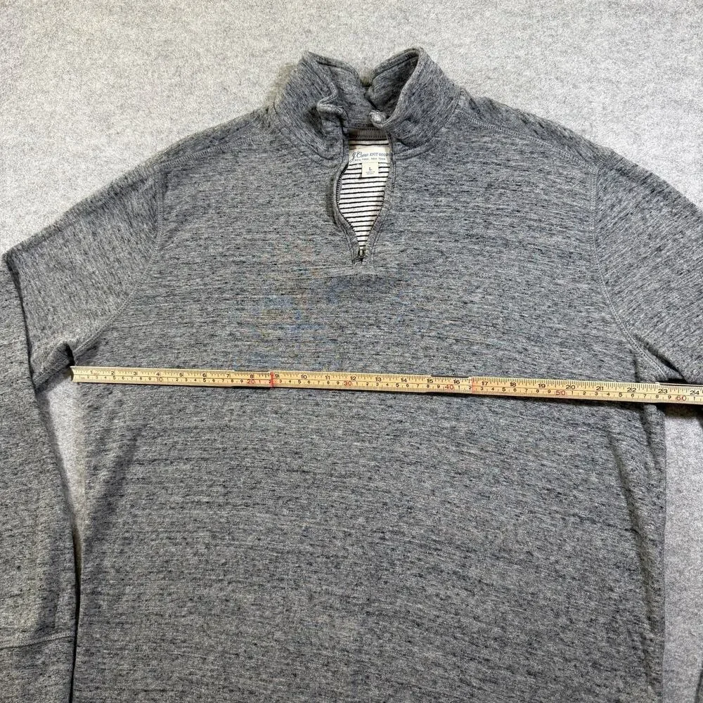 J.Crew Knit Goods 1/4 Zip Pullover Mens L Heather Gray Cotton Preppy Sweater